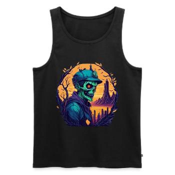 Gruseliges Halloween-partykostüm Zombie - Débardeur bio Premium Homme - noir - Devant - AI Model Male 178 light (178cm)