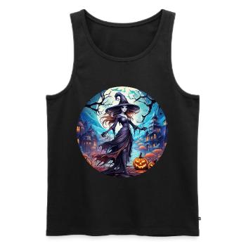 Gruseliges Halloween-partykostüm Hexe - Men's Premium Organic Tank Top - black - Front - AI Model Male 178 light (178cm)