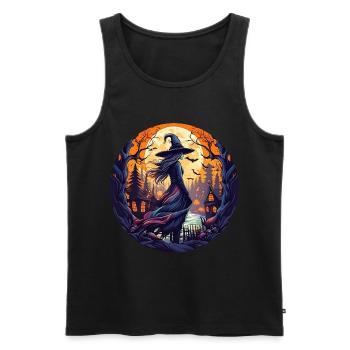 Gruseliges Halloween-partykostüm Hexe - Men's Premium Organic Tank Top - black - Front - AI Model Male 178 light (178cm)