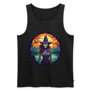 Gruseliges Halloween-partykostüm Hexe - Débardeur bio Premium Homme - noir - Devant - AI Model Male 178 light (178cm)