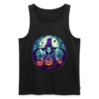 Gruseliges Halloween-partykostüm Hexe - Men's Premium Organic Tank Top - black - Front - AI Model Male 178 light (178cm)