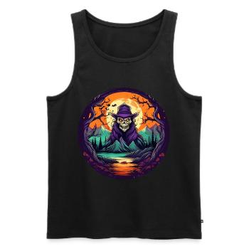 Gruseliges Halloween-partykostüm-skelett - Men's Premium Organic Tank Top - black - Front - AI Model Male 178 light (178cm)