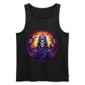 Gruseliges Halloween-partykostüm Sensenmann - Débardeur bio Premium Homme - noir - Devant - AI Model Male 178 light (178cm)