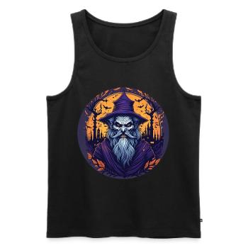 Gruseliges Halloween-partykostüm Hexenmeister - Men's Premium Organic Tank Top - black - Front - AI Model Male 178 light (178cm)