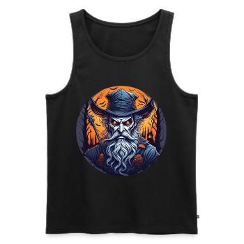 Gruseliges Halloween-partykostüm Hexenmeister - Débardeur bio Premium Homme - noir - Devant - AI Model Male 178 light (178cm)