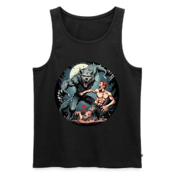Gruseliges Halloween-partykostüm Werwolf Greift An - Männer Premium Bio Tank Top - Schwarz - Vorne - Michal (187cm)