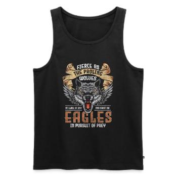 Hunting Wolf - Men's Premium Organic Tank Top - black - Front - Michal (187cm)