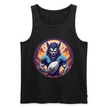 Gruseliges Halloween-partykostüm Werwolf Rugby - Débardeur bio Premium Homme - noir - Devant - AI Model Male 178 light (178cm)