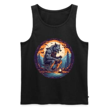 Gruselig Halloween Party Kostüm Werwolf Camping - Men's Premium Organic Tank Top - black - Front - AI Model Male 178 light (178cm)