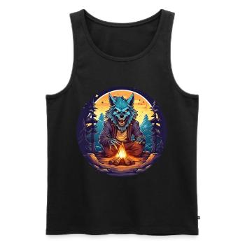 Gruseliges Halloween-partykostüm Werwolf Camping - Débardeur bio Premium Homme - noir - Devant - AI Model Male 178 light (178cm)
