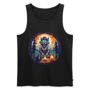 Gruseliges Halloween-partykostüm Werwolf Camping - Men's Premium Organic Tank Top - black - Front - AI Model Male 178 light (178cm)