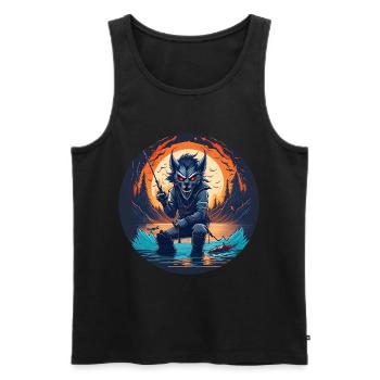 Gruseliges Halloween-partykostüm Werwolf-kostüm - Débardeur bio Premium Homme - noir - Devant - AI Model Male 178 light (178cm)