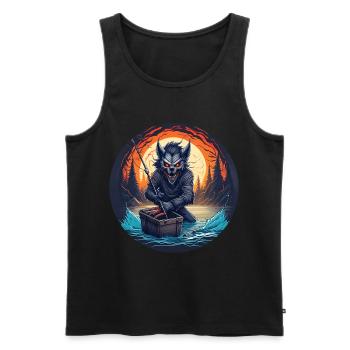 Creepy Halloween Party Costume Werewolf Fishing - Men's Premium Organic Tank Top - black - Front - AI Model Male 178 light (178cm)