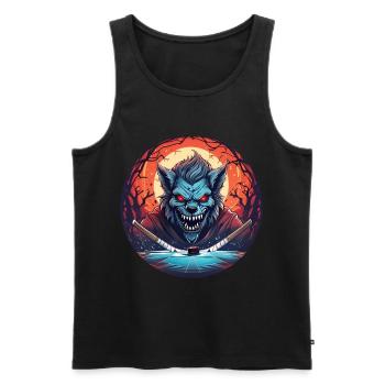 Creepy Halloween Party Costume Werewolf Field - Men's Premium Organic Tank Top - black - Front - AI Model Male 178 light (178cm)