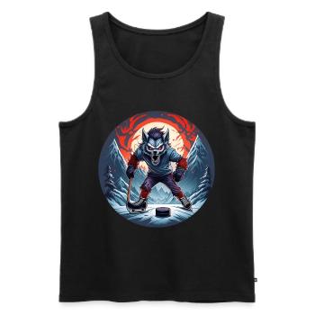 Effrayant costume de fête d’Halloween loup-garou hockey sur glace - Débardeur bio Premium Homme - noir - Devant - Michal (187cm)