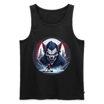 Effrayant costume de fête d’Halloween loup-garou hockey sur glace - Débardeur bio Premium Homme - noir - Devant - Michal (187cm)