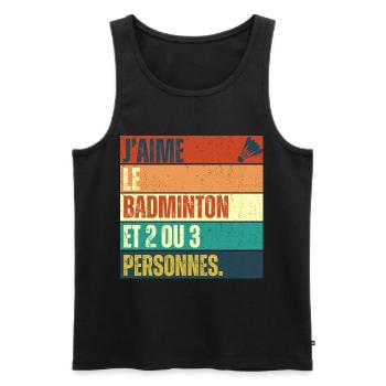 J' aime le badminton humour badiste cadeau vintage - Débardeur bio Premium Homme - noir - Devant - Michal (187cm)