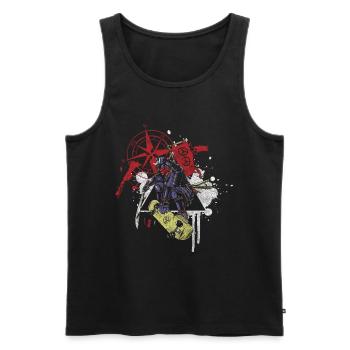 Tatouage Crâne de Corbeau Moderne - Débardeur bio Premium Homme - noir - Devant - Michal (187cm)