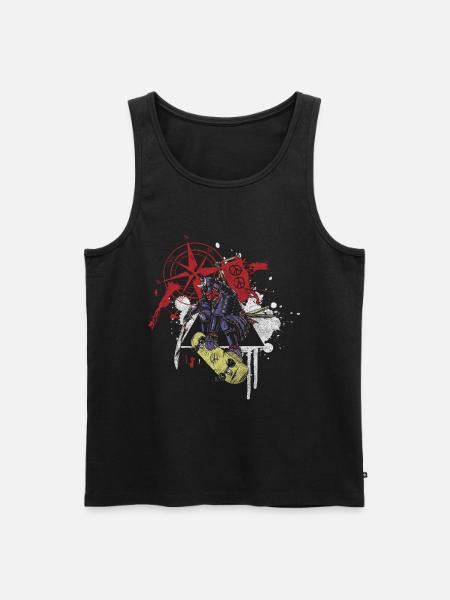 Tattoo Modern Raven Skull - Men's Premium Organic Tank Top - black