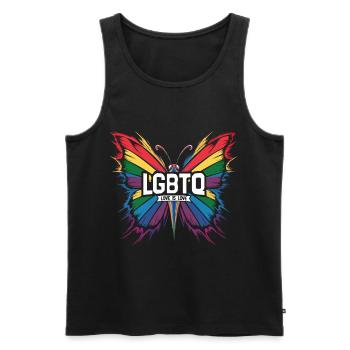 L’amour LGBTQ est l’amour papillon - Débardeur bio Premium Homme - noir - Devant - Michal (187cm)