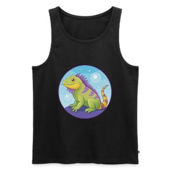 Iguana Cute Kawaii Cartoon Clipart Animal Pet - Men's Premium Organic Tank Top - black - Front - AI Model Male 178 light (178cm)