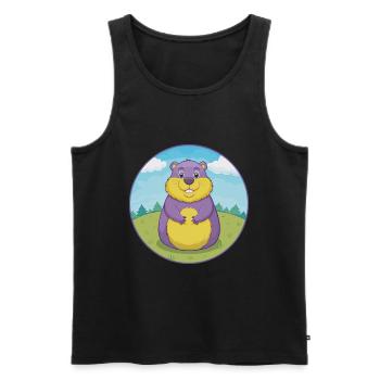 Groundhog Cute Kawaii Cartoon Clipart Animal Pet - Men's Premium Organic Tank Top - black - Front - Michal (187cm)