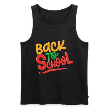 Back To School - Men's Premium Organic Tank Top - black - Front - AI Model Male 178 light (178cm)