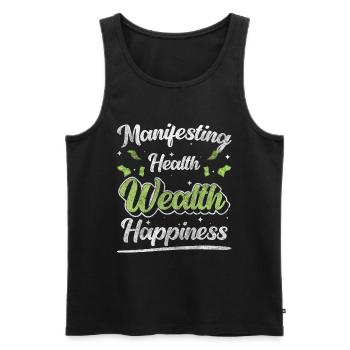 Geld Vermögen Glück - Männer Premium Bio Tank Top - Schwarz - Vorne - AI Model Male 178 light (178cm)