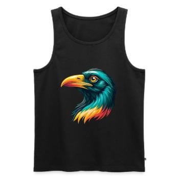 corbeau mignon kawaii dessin animé clipart visage d’animal - Débardeur bio Premium Homme - noir - Devant - Michal (187cm)