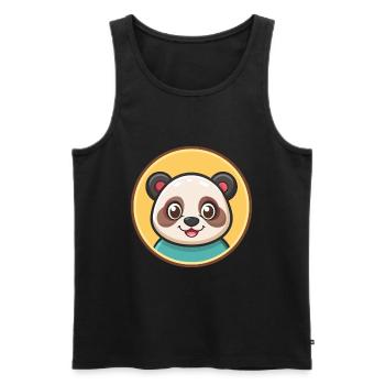 Panda Kawaii Cartoon Character Animal Pet Face - Men's Premium Organic Tank Top - black - Front - Michal (187cm)