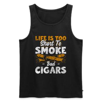 Smoker Hemp Addiction - Men's Premium Organic Tank Top - black - Front - AI Model Male 178 light (178cm)