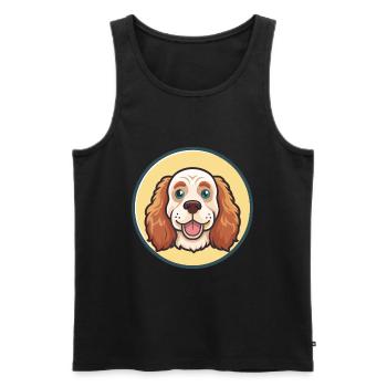 Clumber Spaniel Dog Breed Cartoon Kawaii Clipart - Men's Premium Organic Tank Top - black - Front - Michal (187cm)