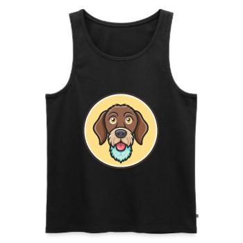 Braque allemand à poil dur chien race dessin animé drôle - Débardeur bio Premium Homme - noir - Devant - AI Model Male 178 light (178cm)