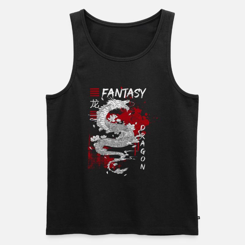 Drache China Tradition - Männer Premium Bio Tank Top - Schwarz