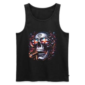 Union Jack Skull with Cigar - British Pride - Men's Premium Organic Tank Top - black - Front - AI Model Male 178 light (178cm)