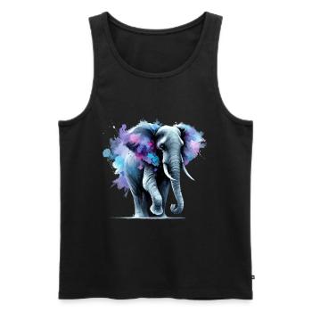 Majestätischer Elefant in Aquarell - Männer Premium Bio Tank Top - Schwarz - Vorne - AI Model Male 178 light (178cm)