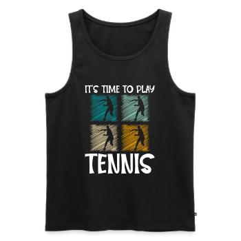 Sports Game Club - Men's Premium Organic Tank Top - black - Front - Michal (187cm)