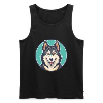 Tamaskan Dog Breed Colorful Cartoon Kawaii Clipart - Men's Premium Organic Tank Top - black - Front - Michal (187cm)