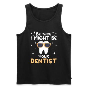 Dentiste Assistant Dentaire Médecine - Débardeur bio Premium Homme - noir - Devant - AI Model Male 178 light (178cm)