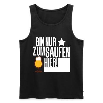 Bin nur zum Saufen hier - Männer Premium Bio Tank Top - Schwarz - Vorne - Michal (187cm)