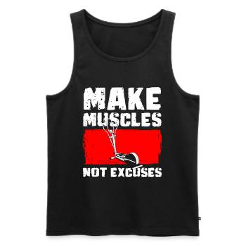 Crosstrainer Fitness Muskelaufbau - Männer Premium Bio Tank Top - Schwarz - Vorne - AI Model Male 178 light (178cm)