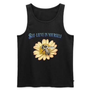 Bee-lieve in yourself, cute bee design - Men's Premium Organic Tank Top - black - Front - AI Model Male 178 light (178cm)