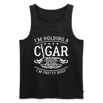 Cigar Cuba Connoisseur - Men's Premium Organic Tank Top - black - Front - Michal (187cm)