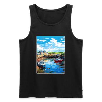 Bude Cornwall England Travel Poster Souvenir WPA - Men's Premium Organic Tank Top - black - Front - AI Model Male 178 light (178cm)
