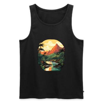 Paysage Nature - Débardeur bio Premium Homme - noir - Devant - AI Model Male 178 light (178cm)