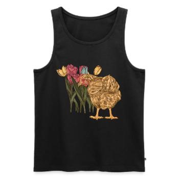 Poule Poulet du jardin printanier Poulet - Débardeur bio Premium Homme - noir - Devant - Michal (187cm)
