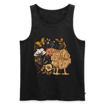Chicken, chicken, hen, nature, animal lover, animal lover - Men's Premium Organic Tank Top - black - Front - AI Model Male 178 light (178cm)