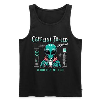 Folie chargée de caféine - Thème Alien drôle - Débardeur bio Premium Homme - noir - Devant - AI Model Male 178 light (178cm)