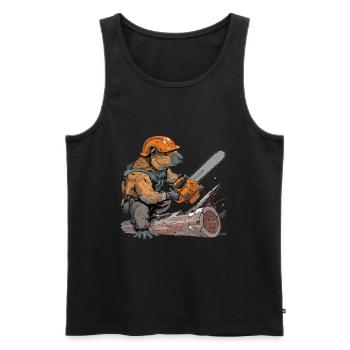 Biber Holzfäller Kettensäge - Männer Premium Bio Tank Top - Schwarz - Vorne - AI Model Male 178 light (178cm)