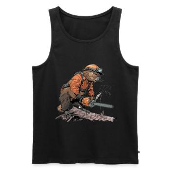 Biber Holzfäller Kettensäge - Männer Premium Bio Tank Top - Schwarz - Vorne - AI Model Male 178 light (178cm)